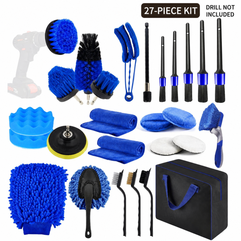 27-piece drill brush and car detailing kit