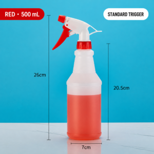 Blank translucent 500 milliliter detailing spray bottle with red trigger