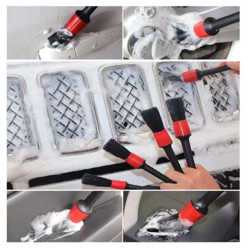 Detail brushes cleaning wheels, grilles, vents and interior surfaces