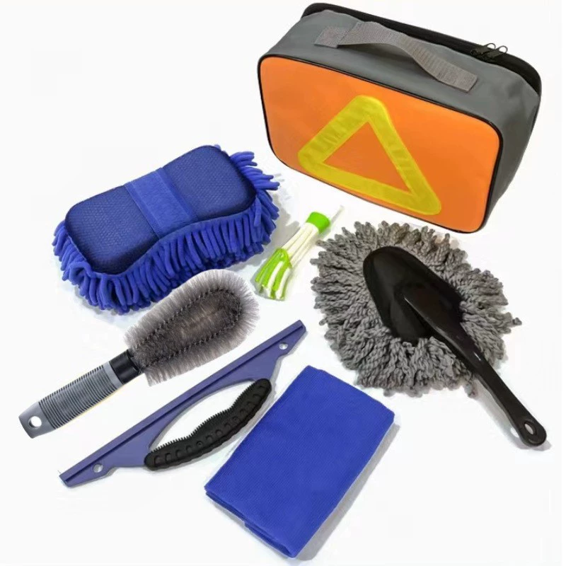 Seven-piece car cleaning kit configuration