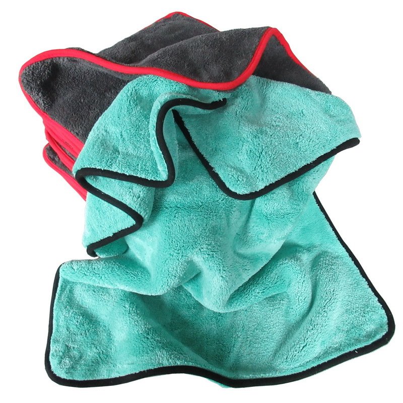 Emerald Green 1200 GSM double-sided coral fleece car drying towel
