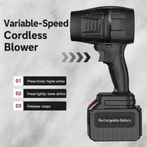Cordless detailing blower with English variable-speed control graphic