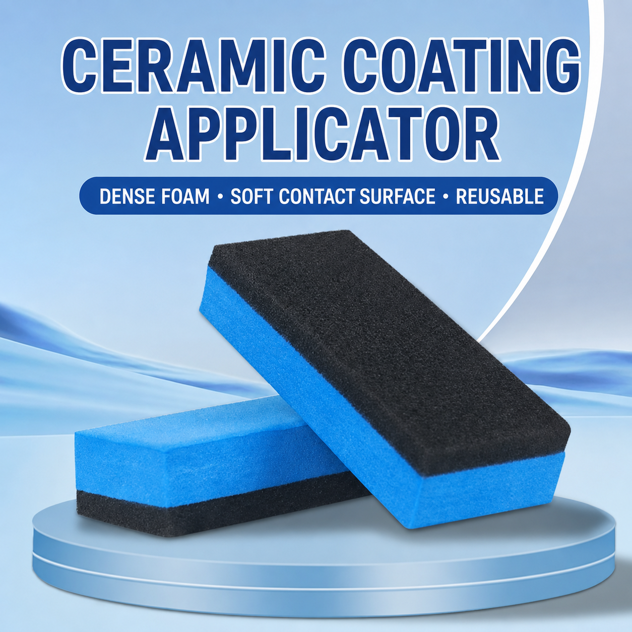 Dense reusable foam ceramic coating applicator blocks