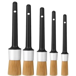 Five-piece interior detailing brush set with white collars