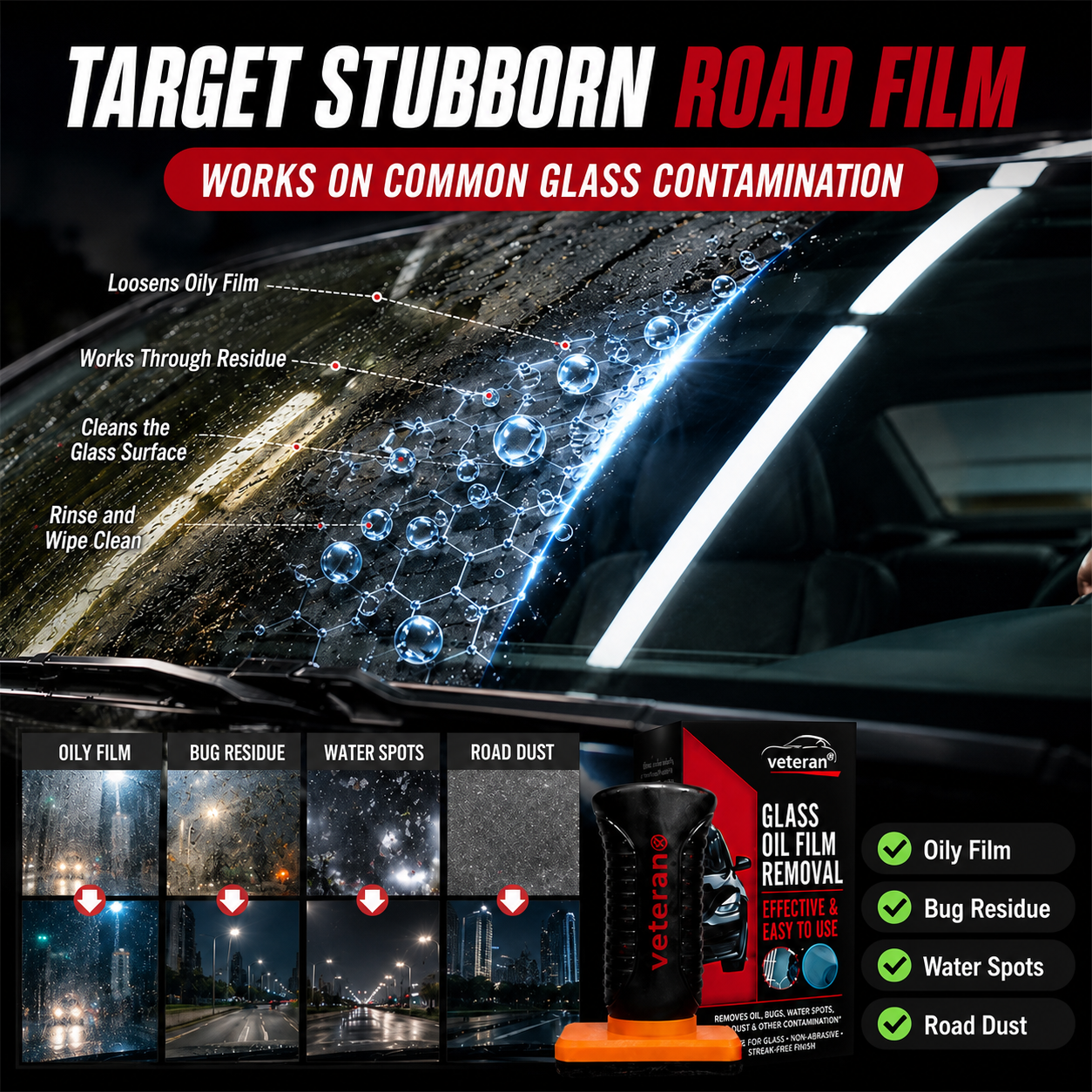 Common exterior automotive glass contaminants