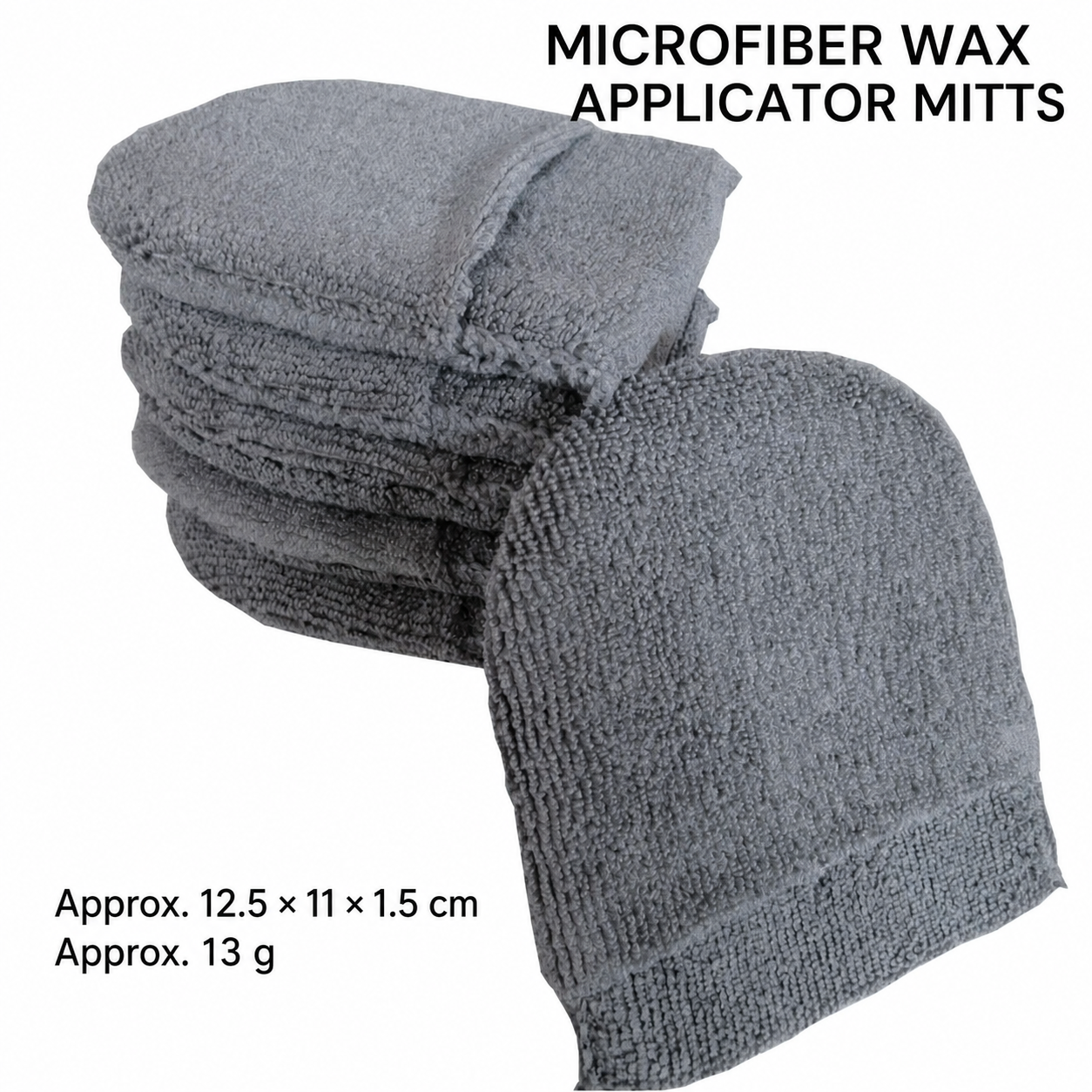 Microfiber wax applicator mitt with approximate dimensions